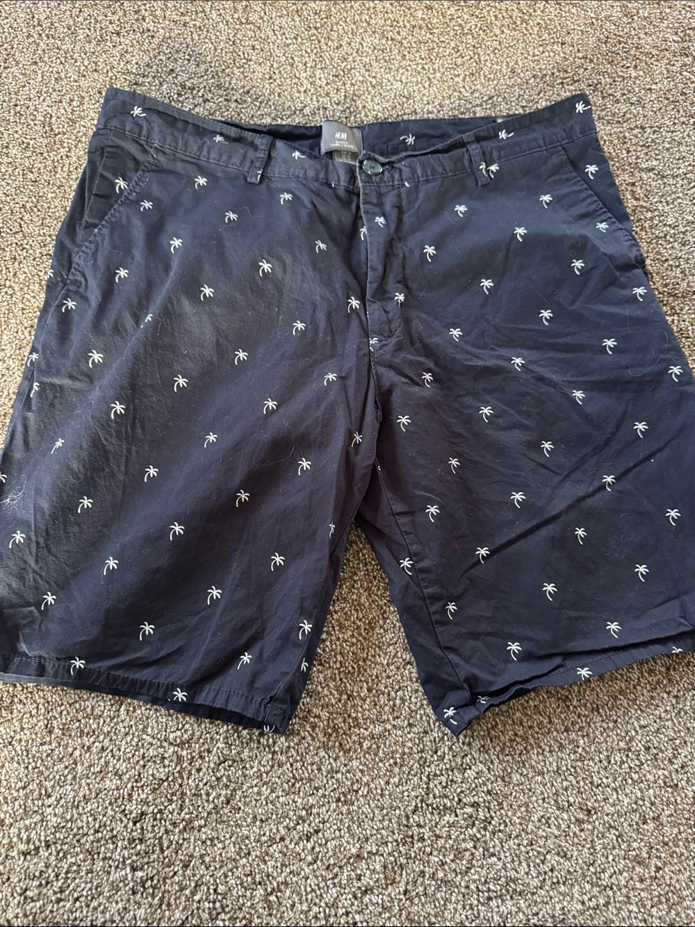 H&M Men's Navy shorts with White Palm Motif